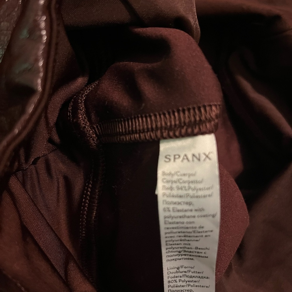 Spanx burgundy shiny leather pants new - Picture 6 of 10